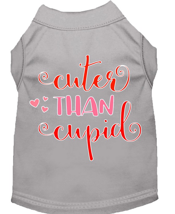 Cuter Than Cupid Screen Print Dog Shirt Grey Lg